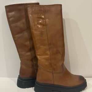 Vera Pelle Tan Leather Over the Knee Boots made in Italy